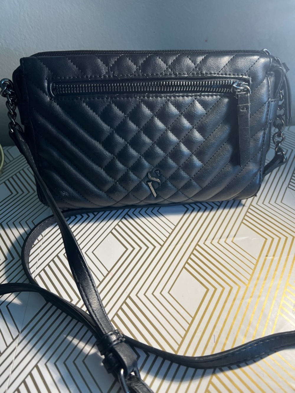 Black Quilted Crossbody Shoulder Bag - Designer-Inspired